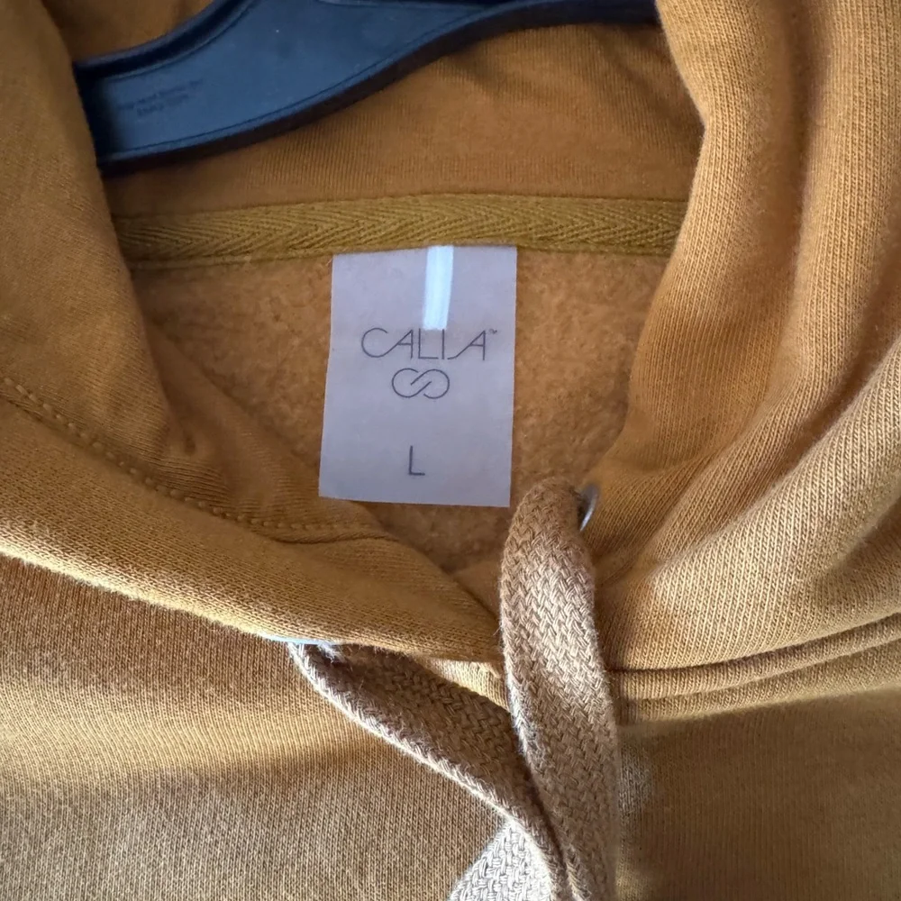 Calia  Mustard Drawstring Hooded Sweatshirt - Picture 3 of 4